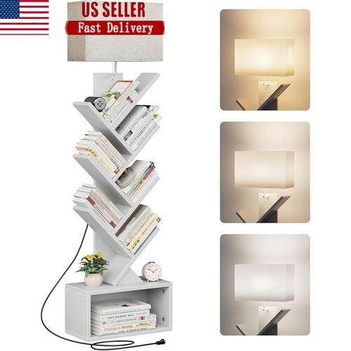 Libreria verticale con lampada